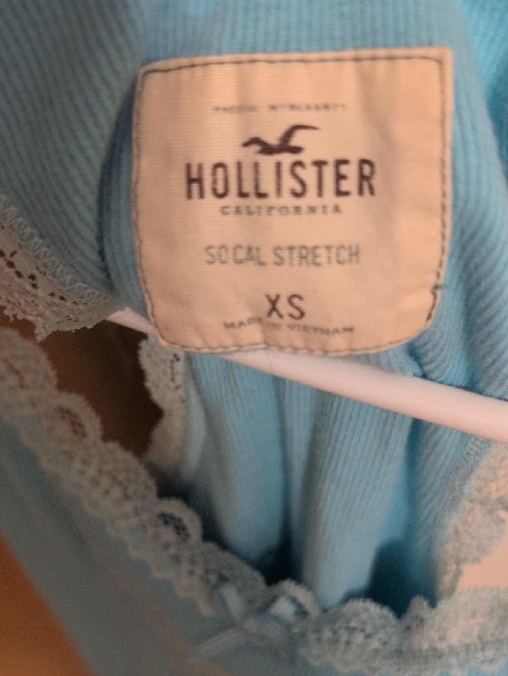 Hollister Light Blue Ribbed Lace-Trim Tank - Picture 2 of 4
